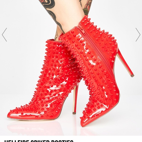 Dolls Kill Hellfire Spiked Booties - Picture 3 of 8